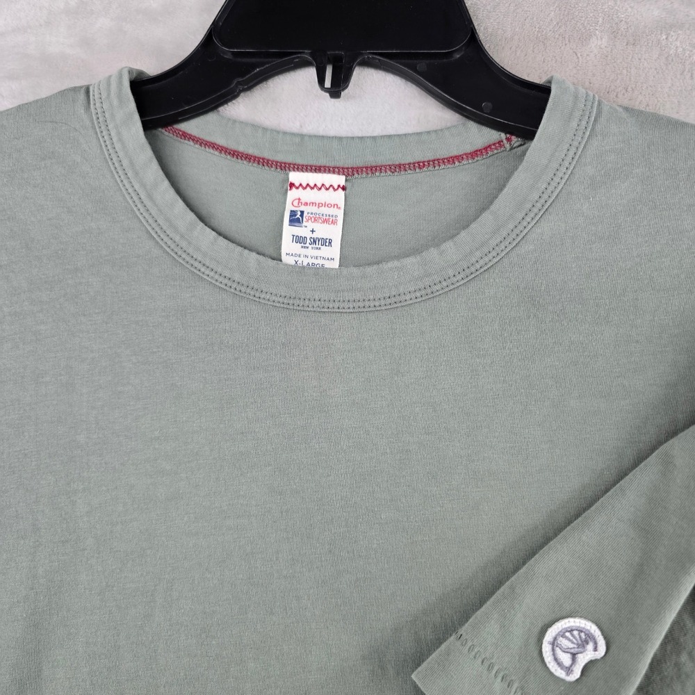 Champion Todd Snyder T-Shirt Mens XL Green Short Sleeve Crew Neck Cotton Logo